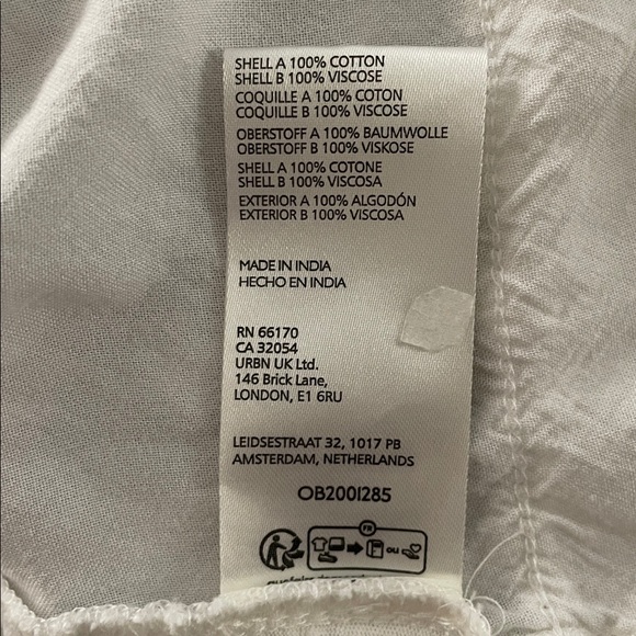 Anthropologie Smocked V-Neck Swing Top White XS Boho Oversized Cropped Relaxed - Picture 6 of 6